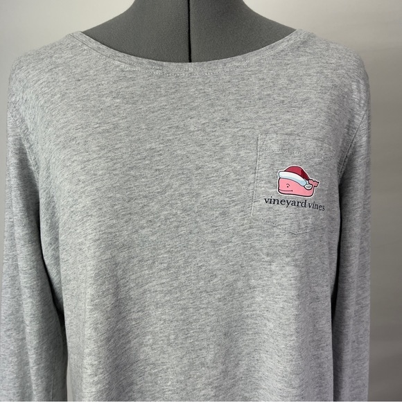 VINEYARD Vines Women’s Long Sleeve Santa Whale Pocket T-shirt in Grey Size L - Picture 4 of 12